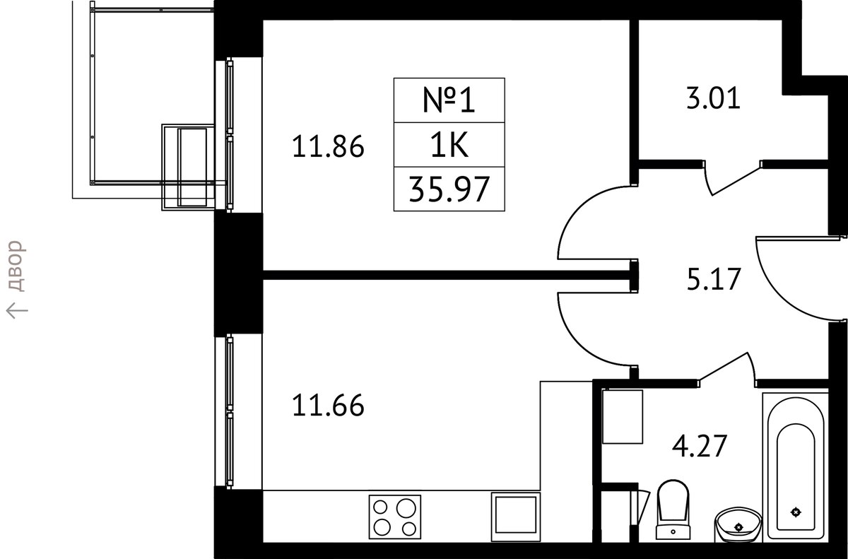 Планировка 35.97 м²