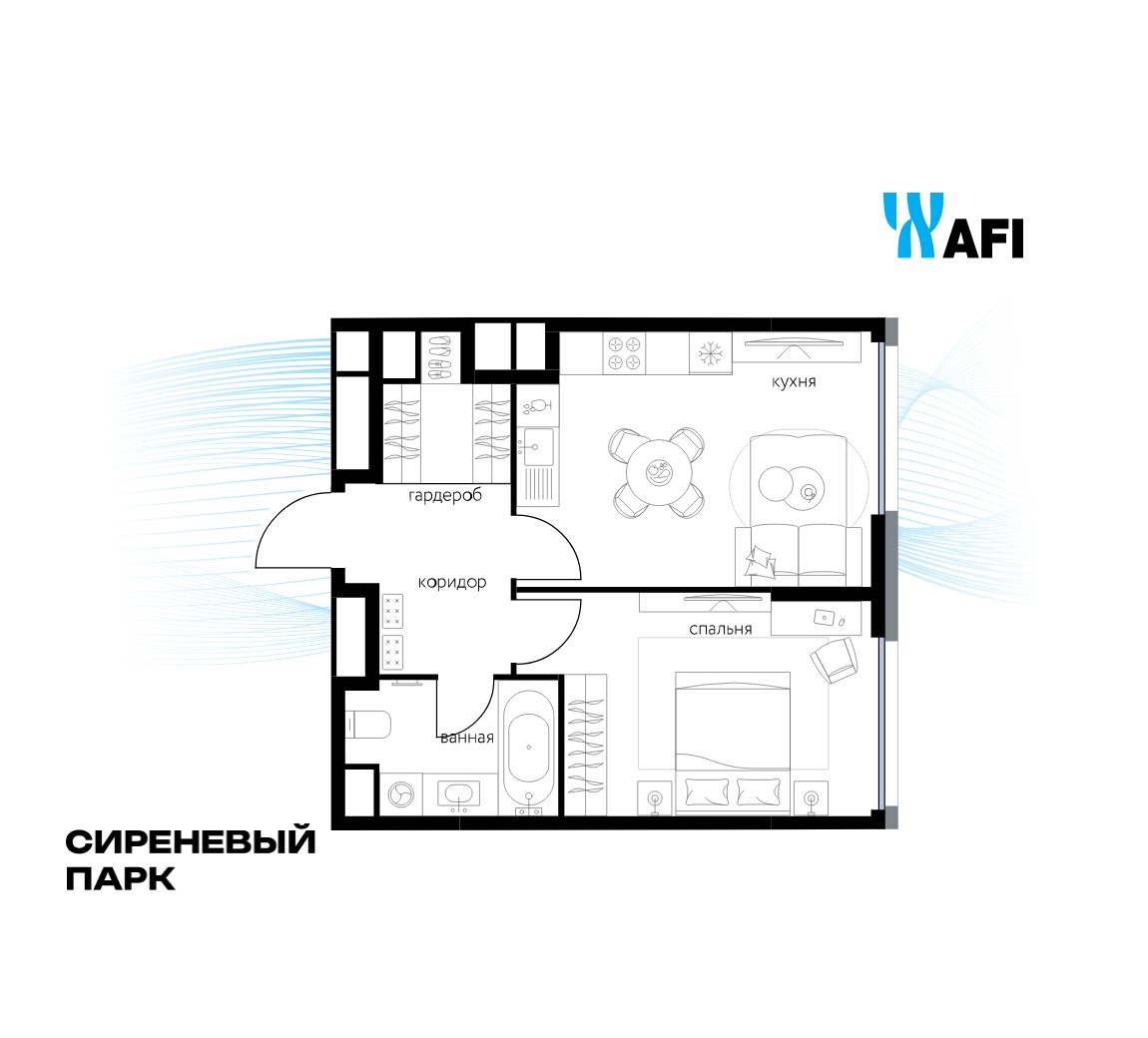 Планировка 44.1 м²