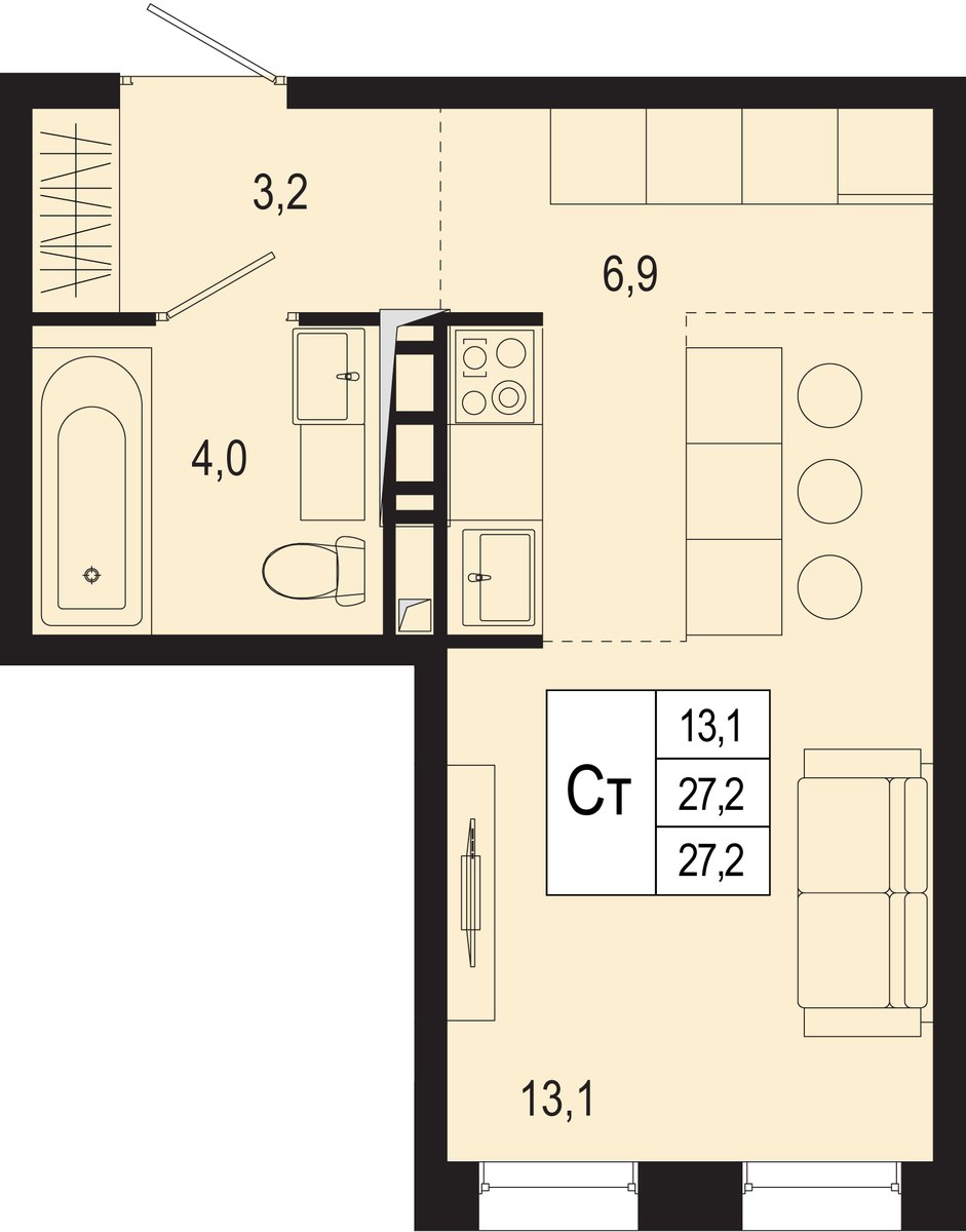 Планировка 27.2 м²