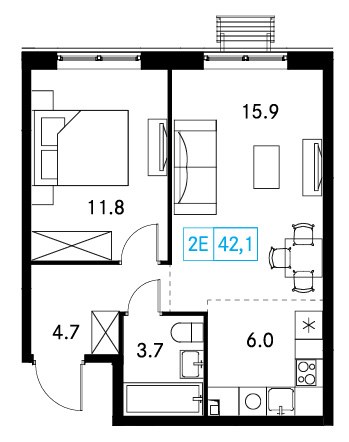 Планировка 42.2 м²