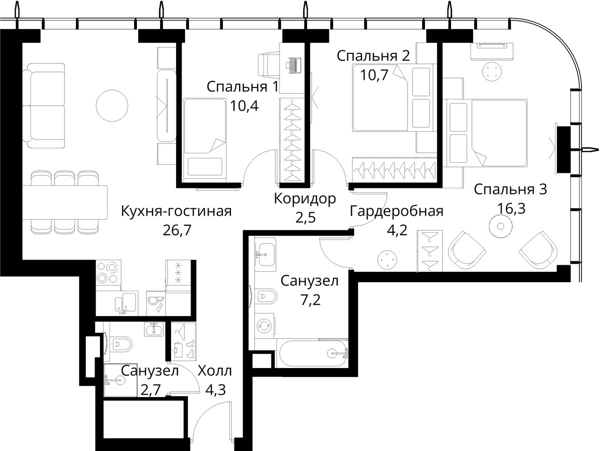 Планировка 85.0 м²