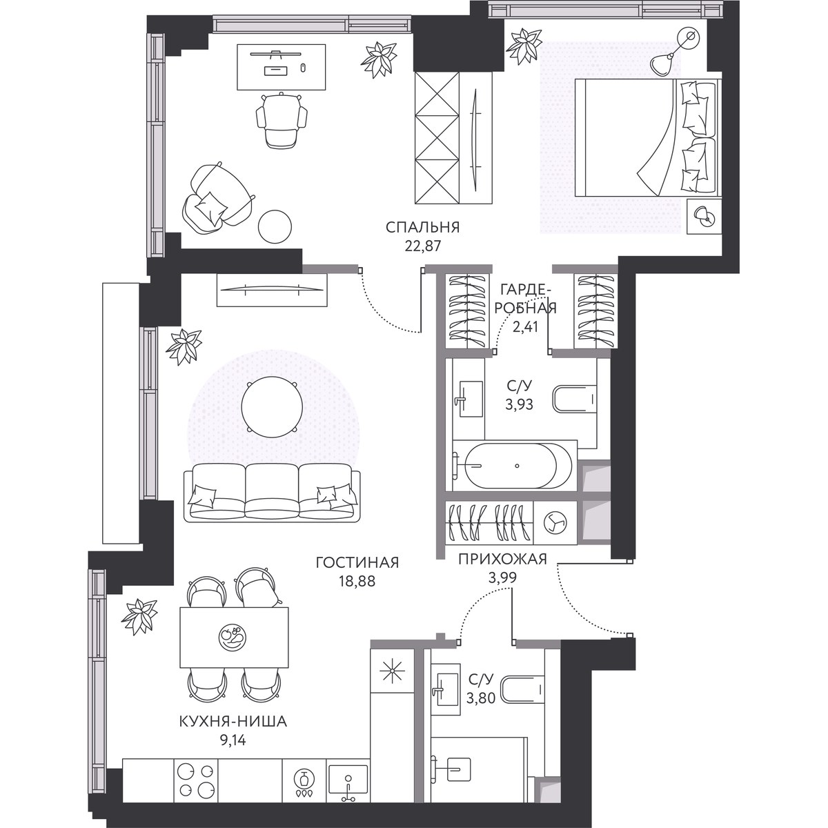 Планировка 65.9 м²