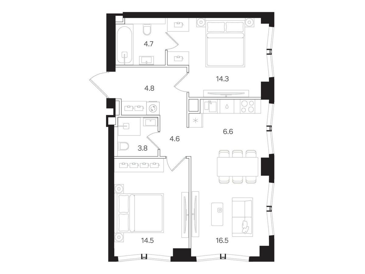 Планировка 69.8 м²