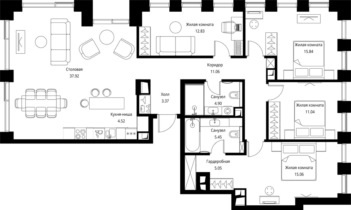 Планировка 127.04 м²