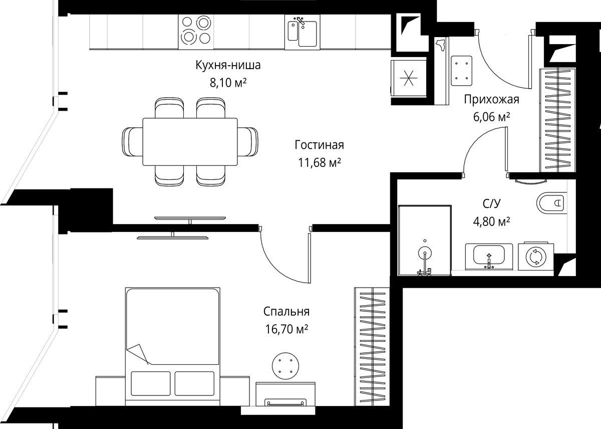 Планировка 47.3 м²