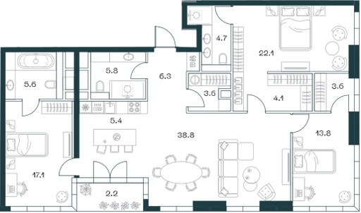 Планировка 133.2 м²