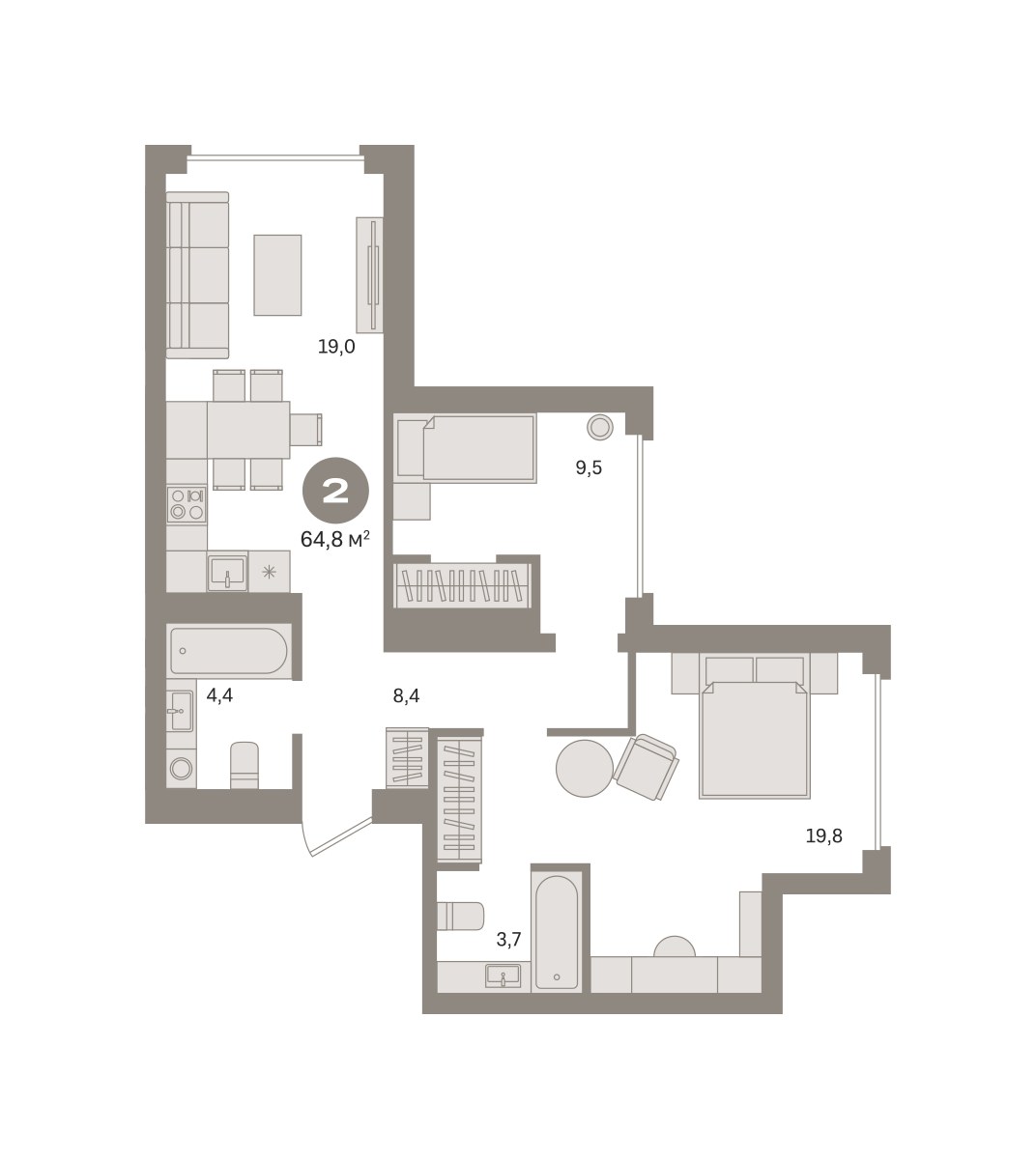 Планировка 64.6 м²