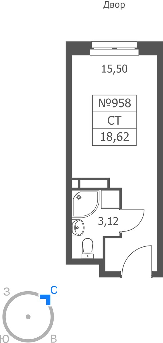 Планировка 18.62 м²