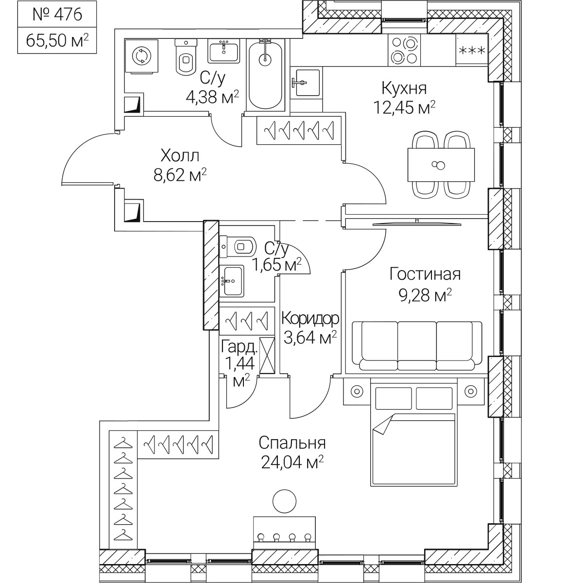 Планировка 65.5 м²