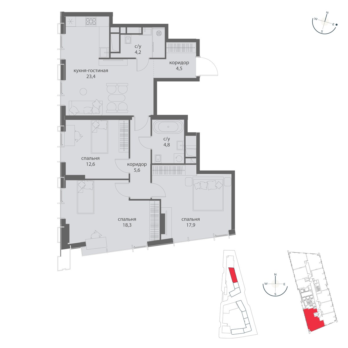 Планировка 91.3 м²