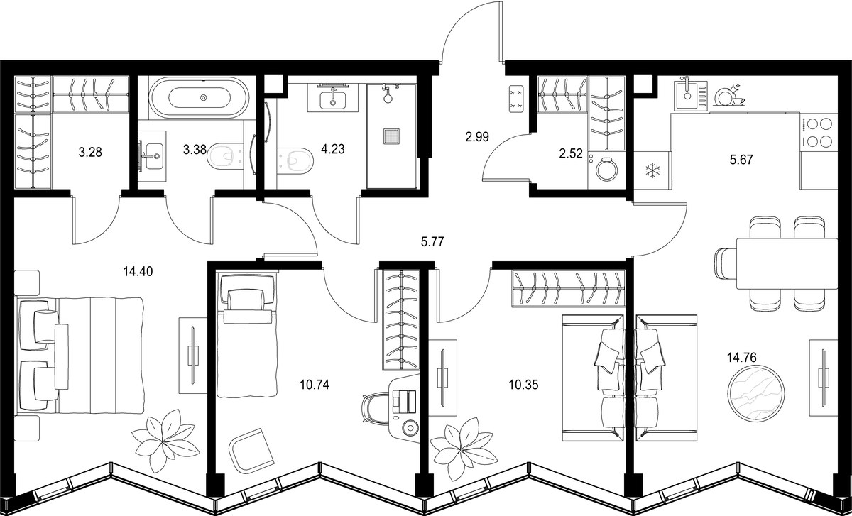 Планировка 78.09 м²