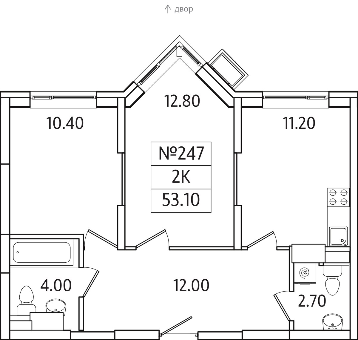 Планировка 53.1 м²