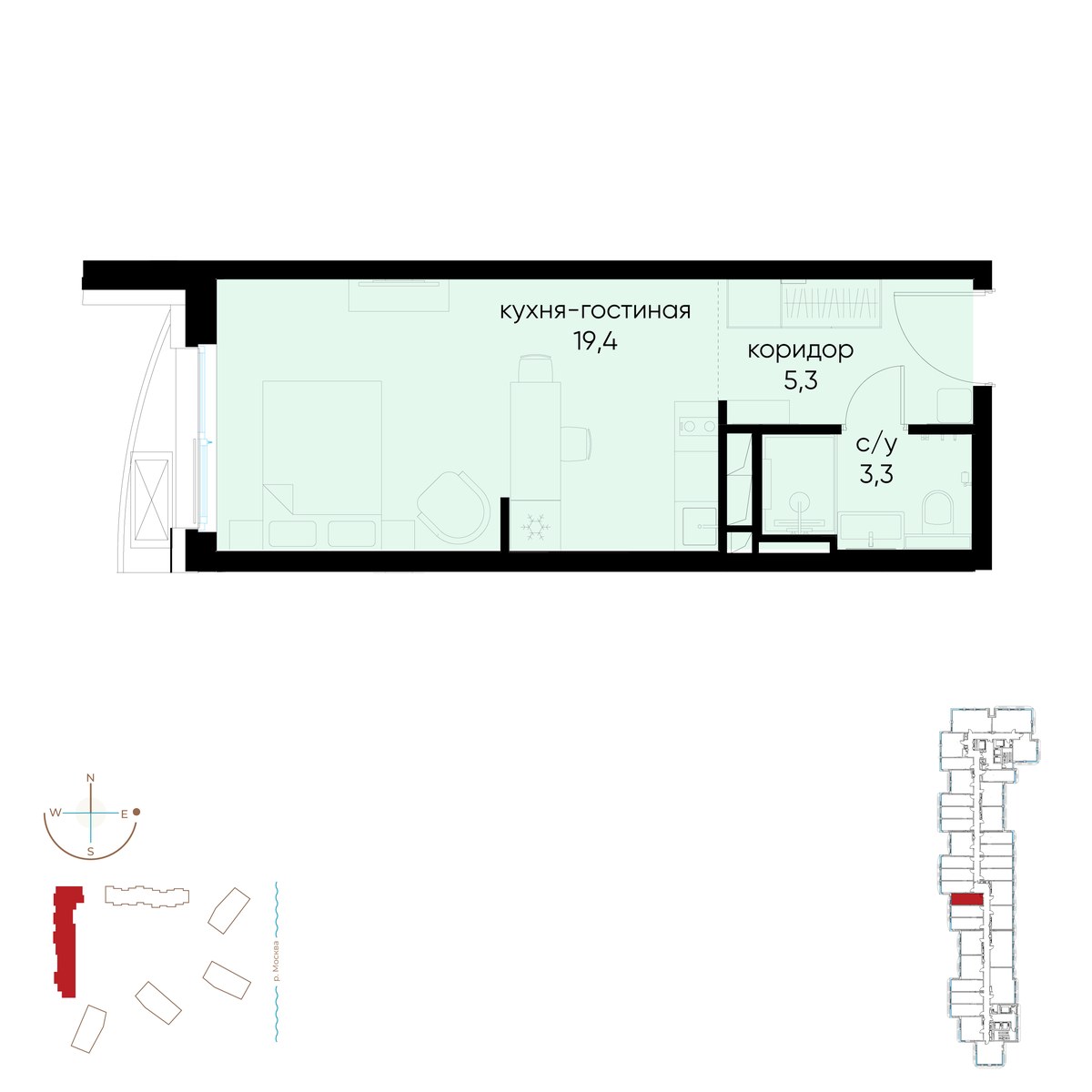 Планировка 28.0 м²