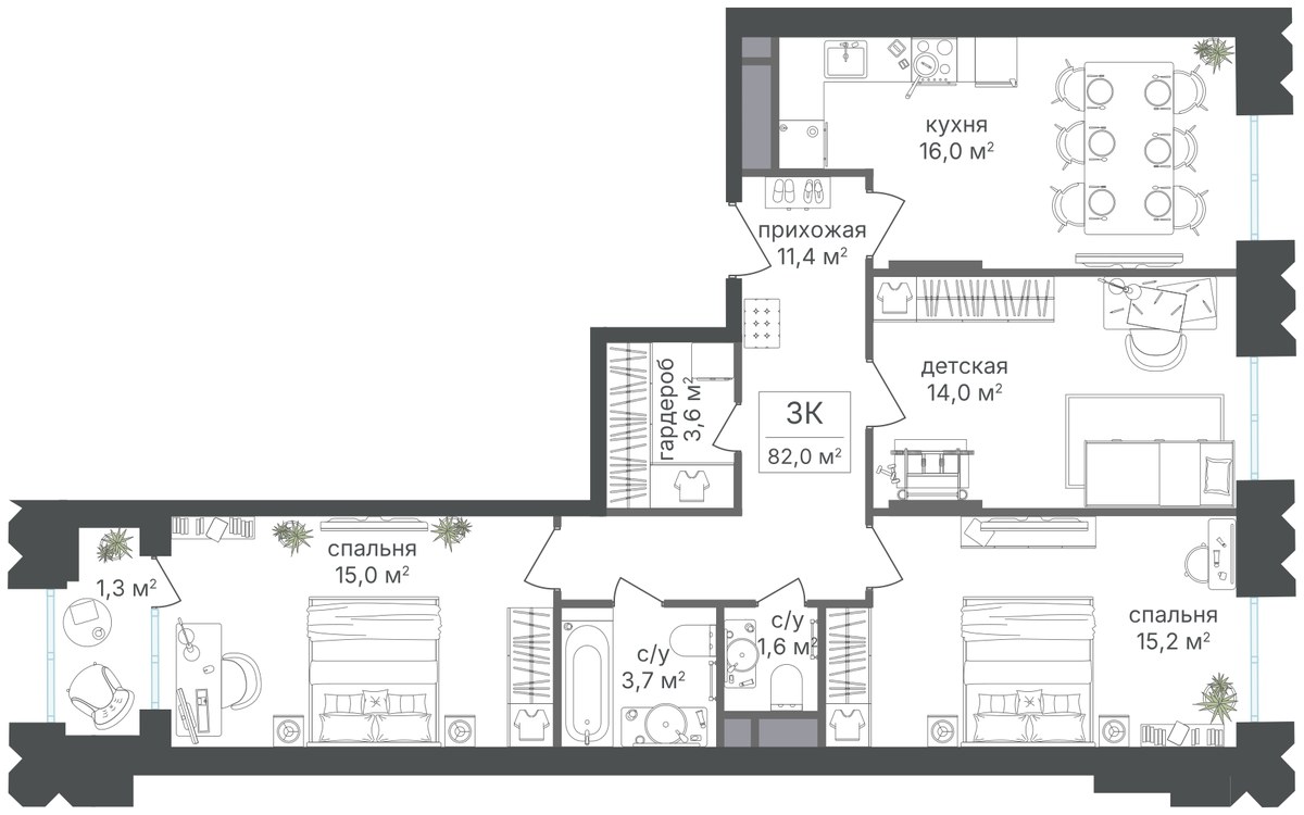 Планировка 81.8 м²