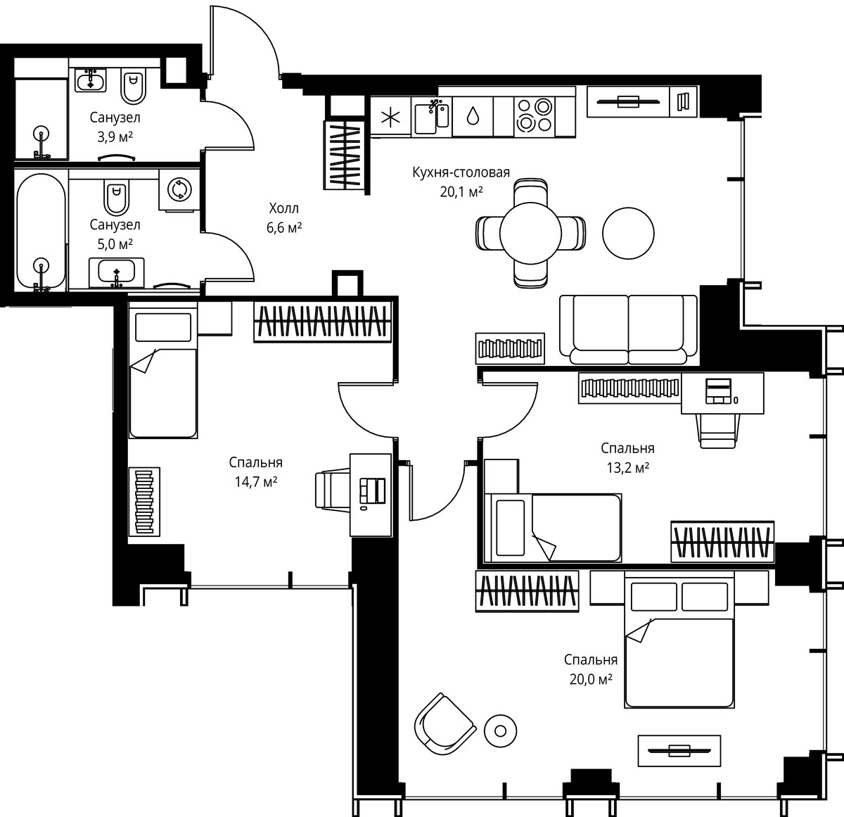 Планировка 85.1 м²