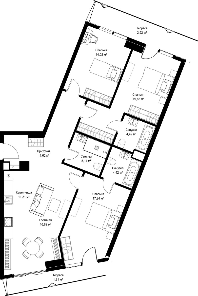 Планировка 108.9 м²