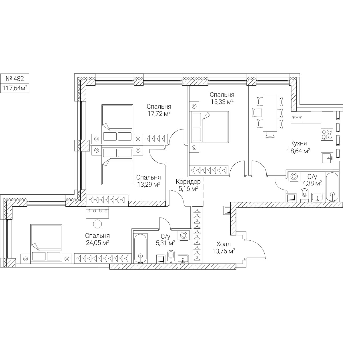Планировка 117.64 м²