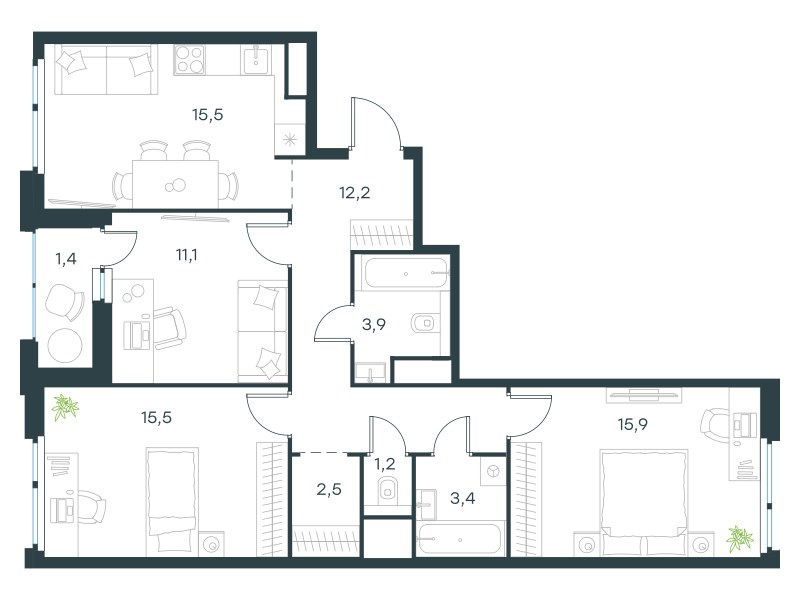 Планировка 82.4 м²