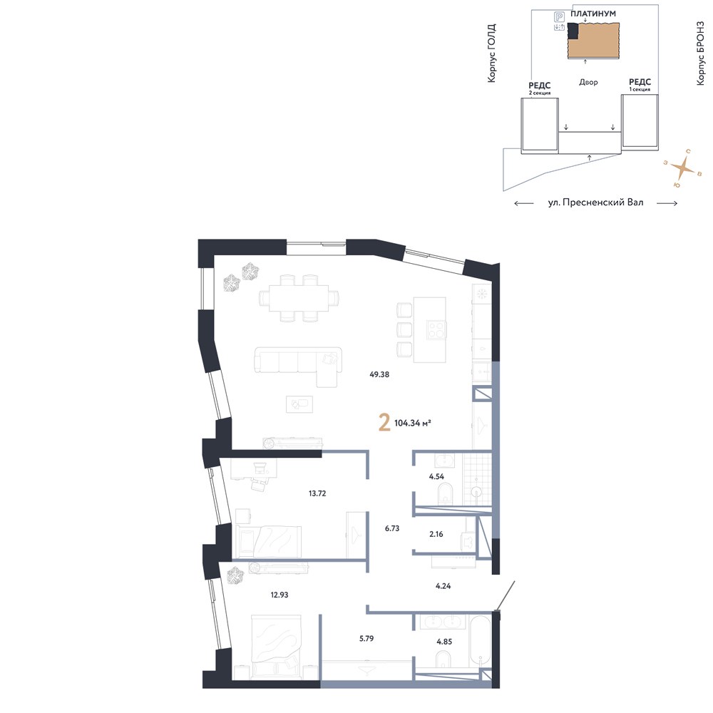 Планировка 104.34 м²