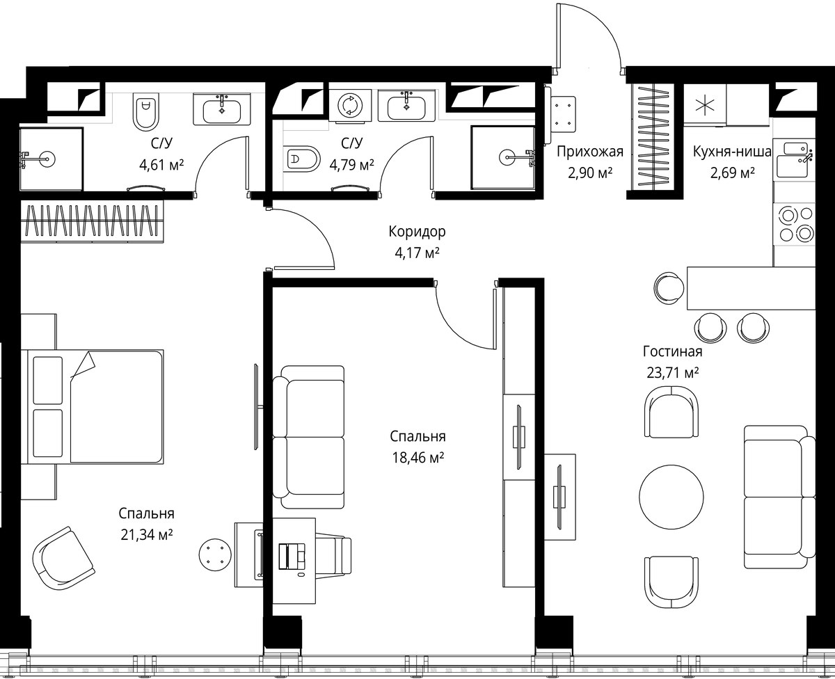 Планировка 83.0 м²