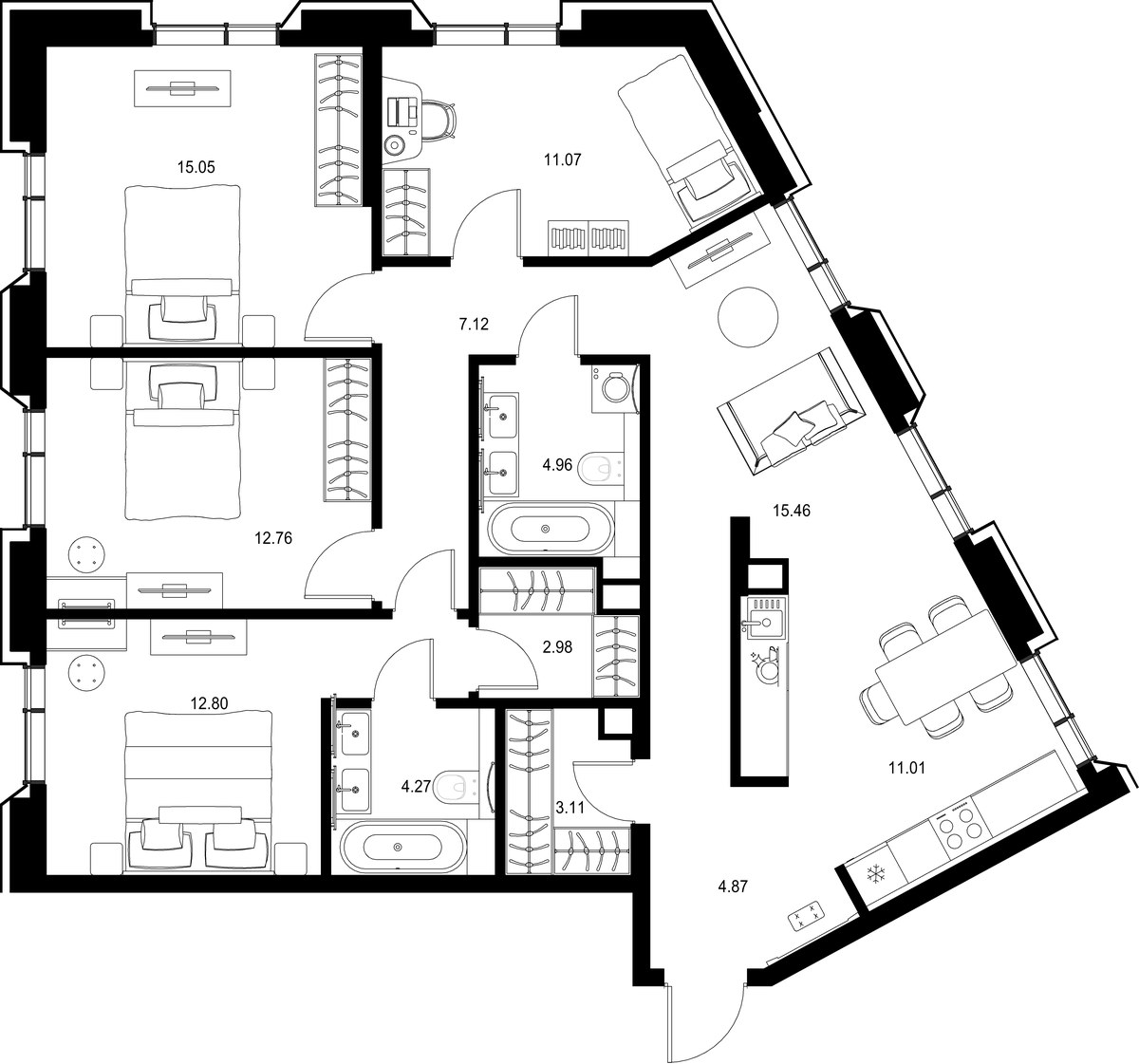 Планировка 105.46 м²