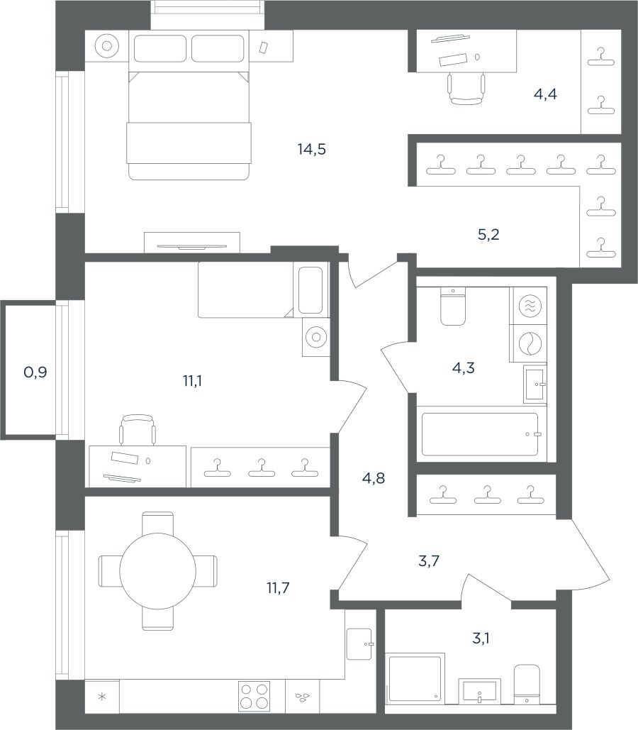 Планировка 63.1 м²