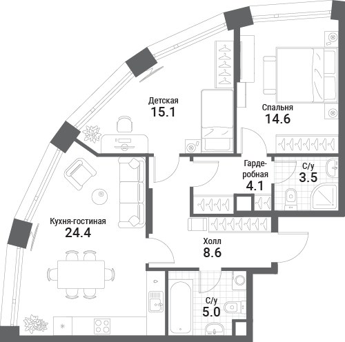 Планировка 75.3 м²