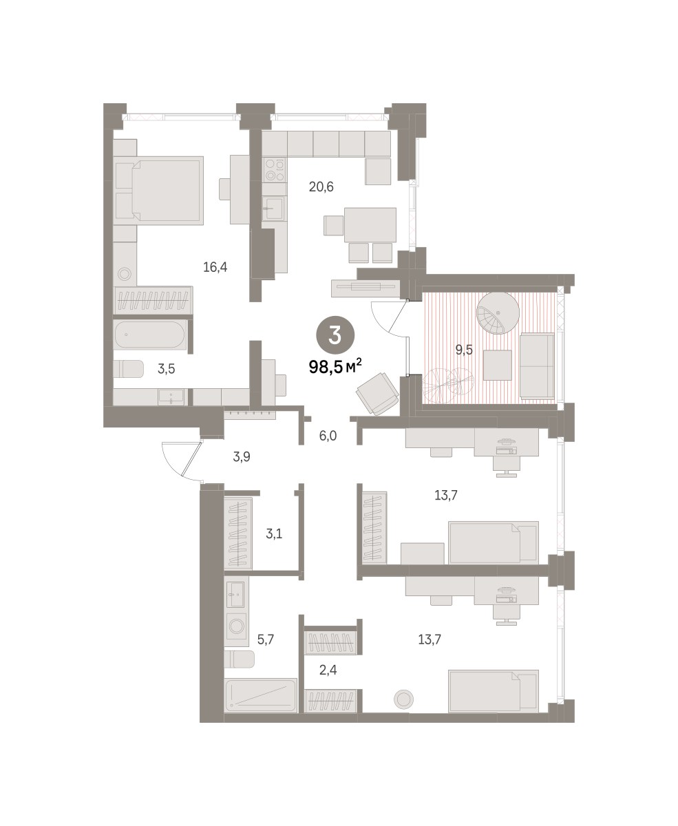 Планировка 98.5 м²