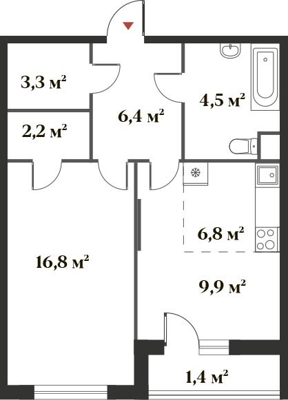 Планировка 50.0 м²