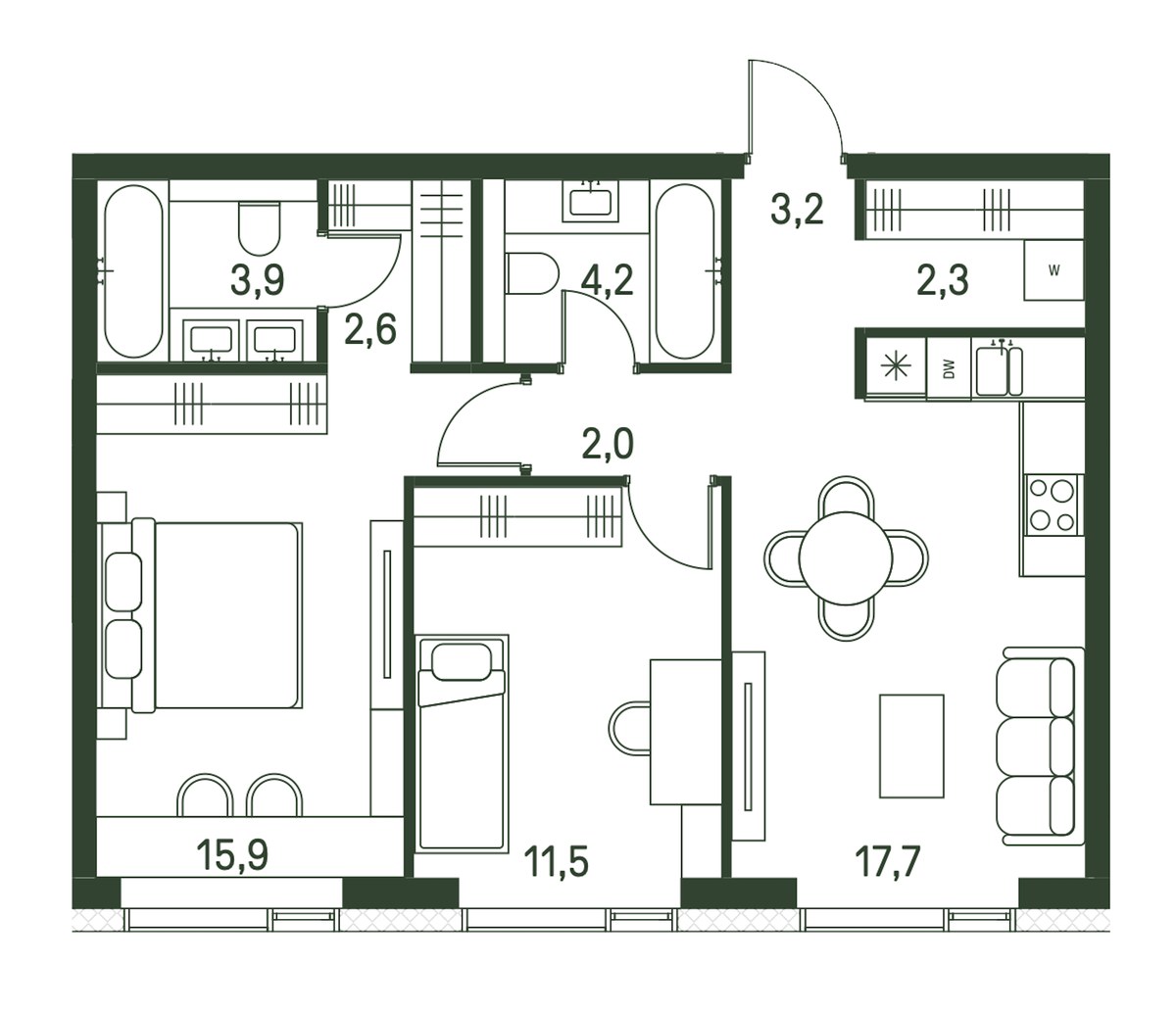 Планировка 63.3 м²