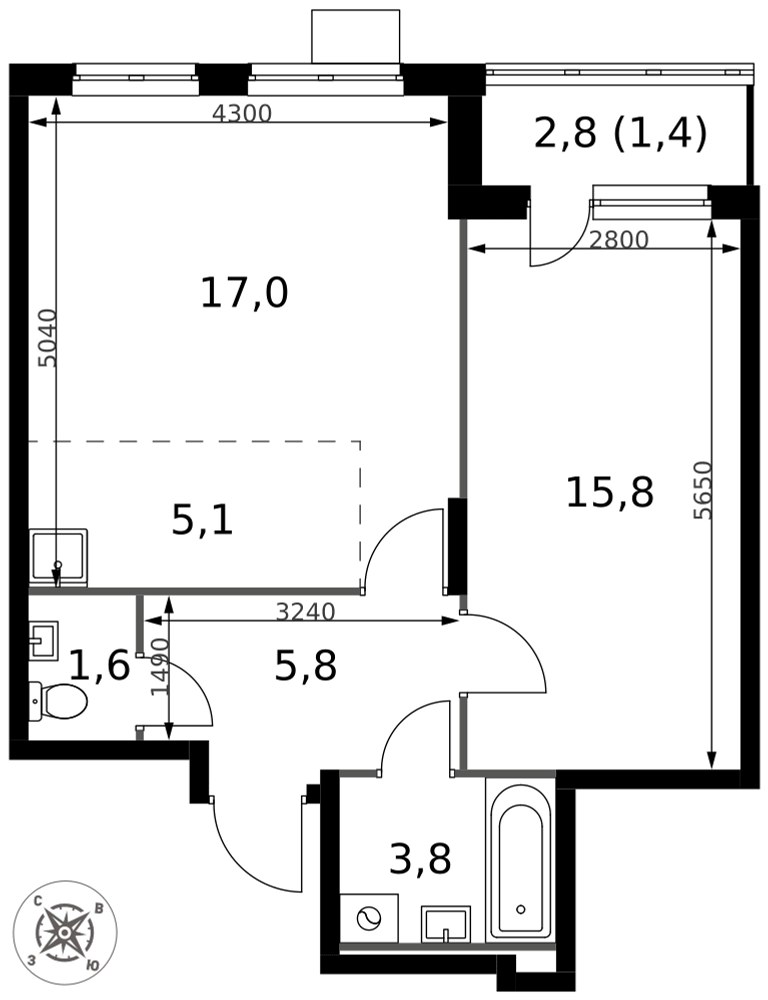Планировка 50.5 м²
