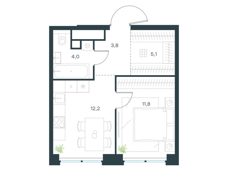 Планировка 36.9 м²