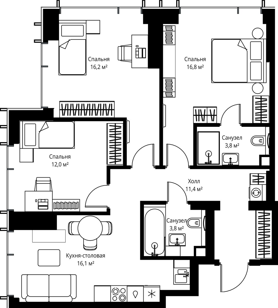Планировка 80.1 м²