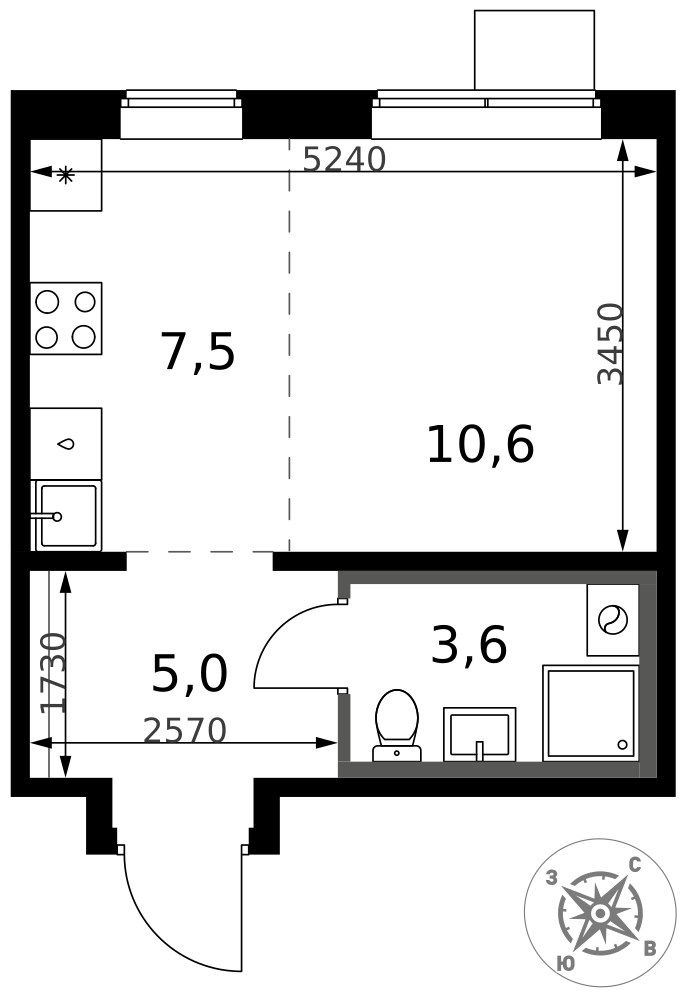 Планировка 27.6 м²