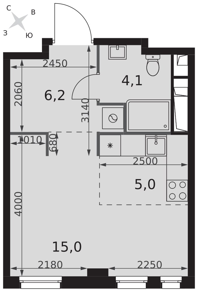 Планировка 30.3 м²