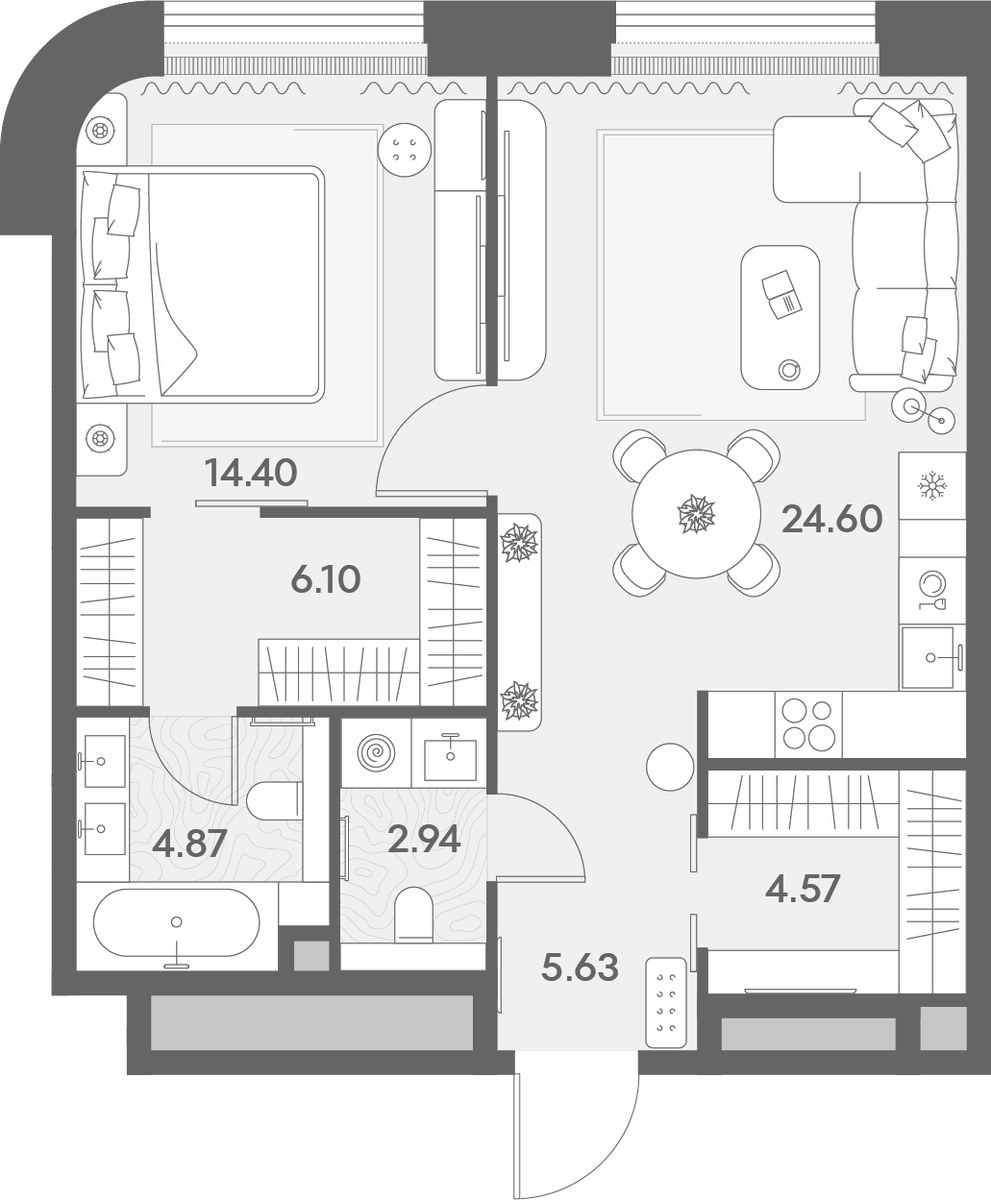 Планировка 63.11 м²
