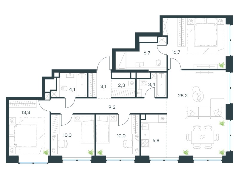 Планировка 112.8 м²