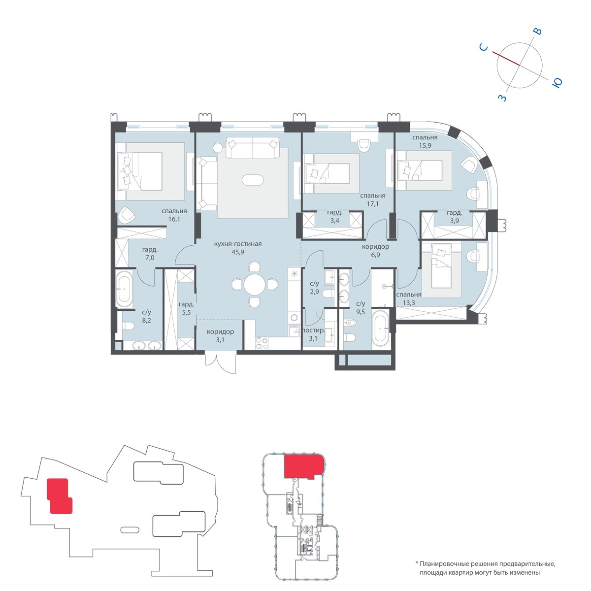 Планировка 163.9 м²