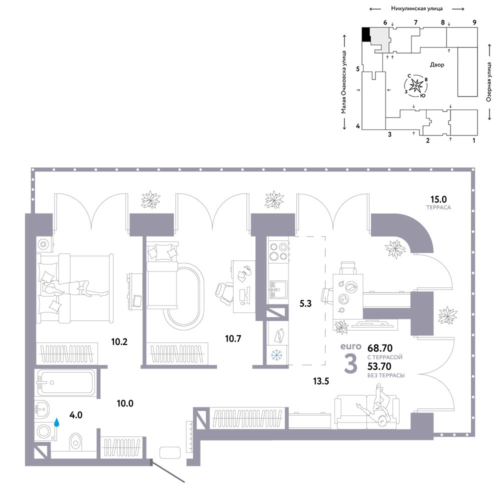 Планировка 68.7 м²