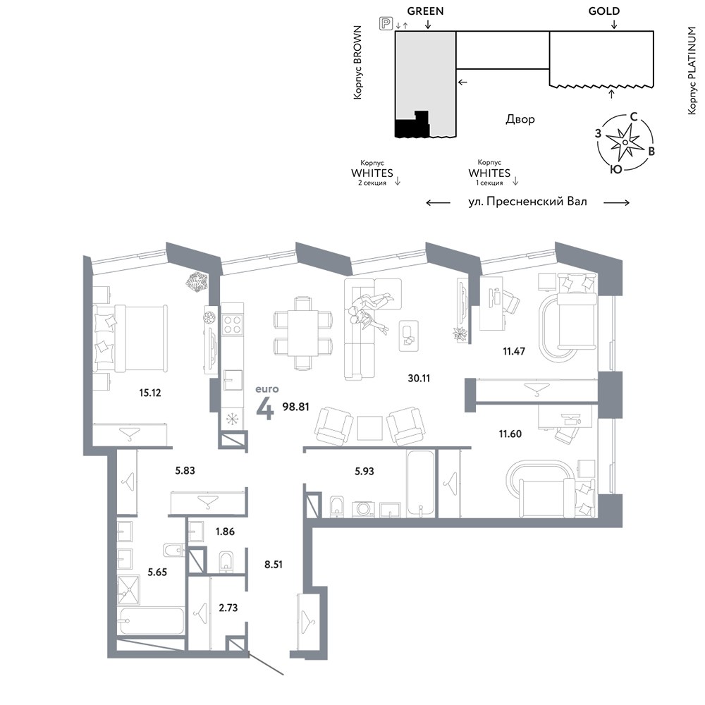 Планировка 98.81 м²