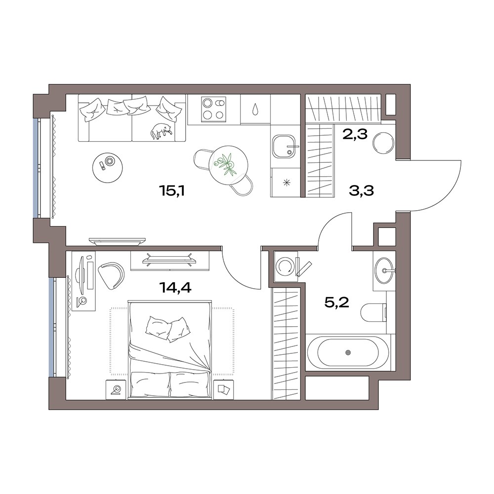Планировка 40.3 м²