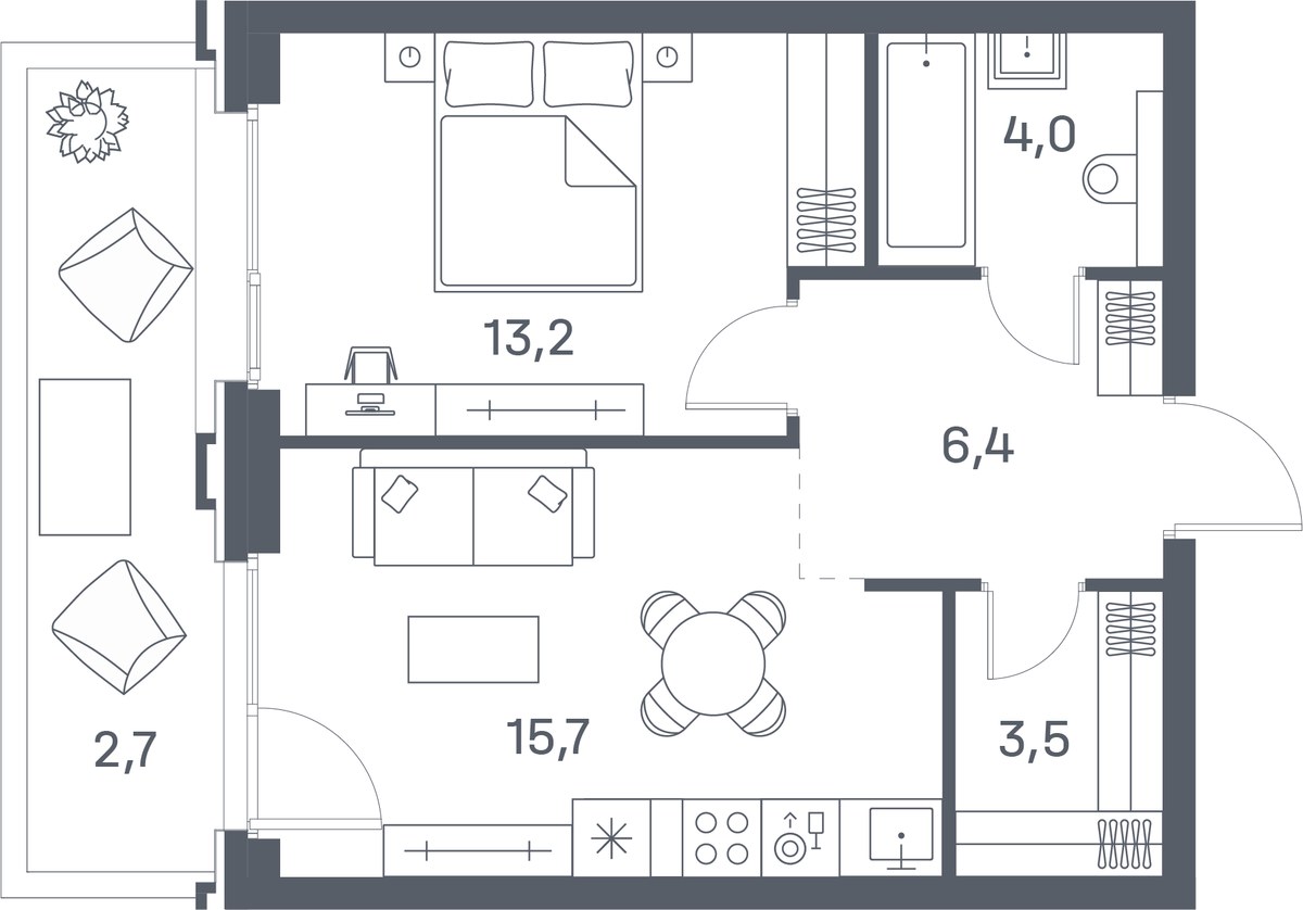 Планировка 45.5 м²