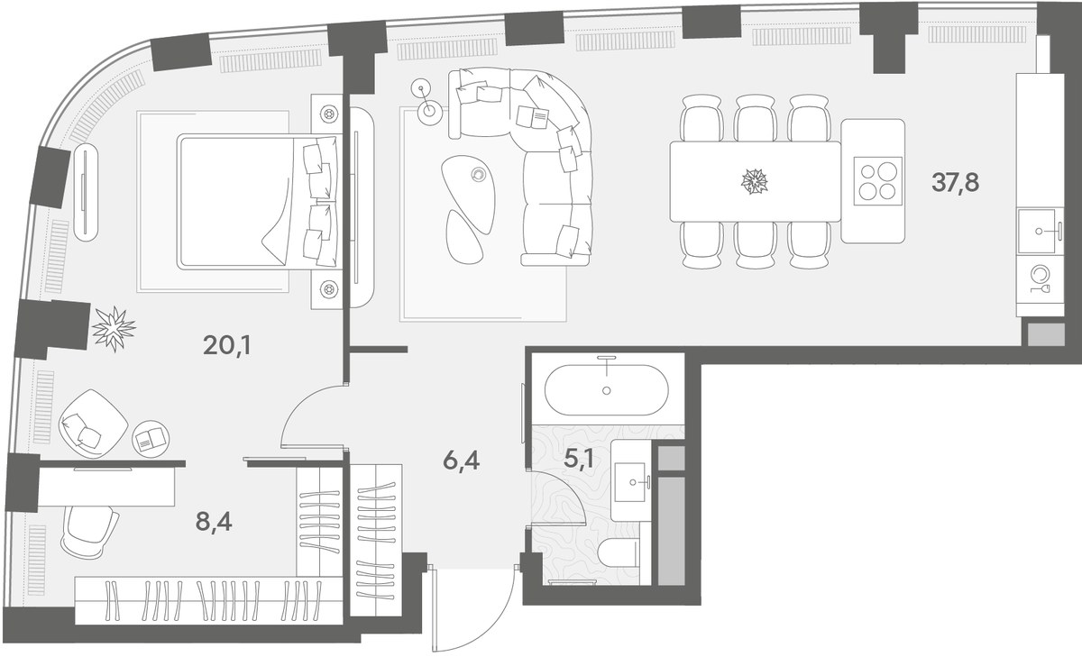 Планировка 77.8 м²