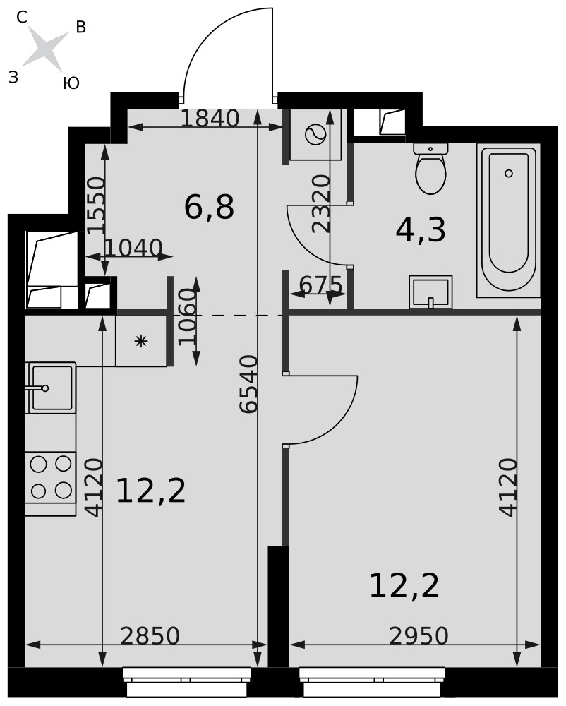 Планировка 35.5 м²