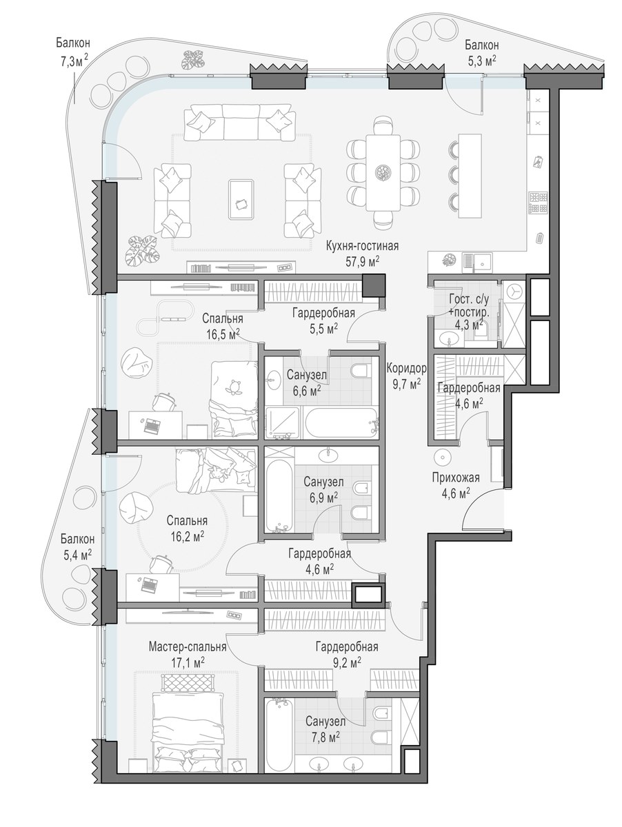 Планировка 176.8 м²