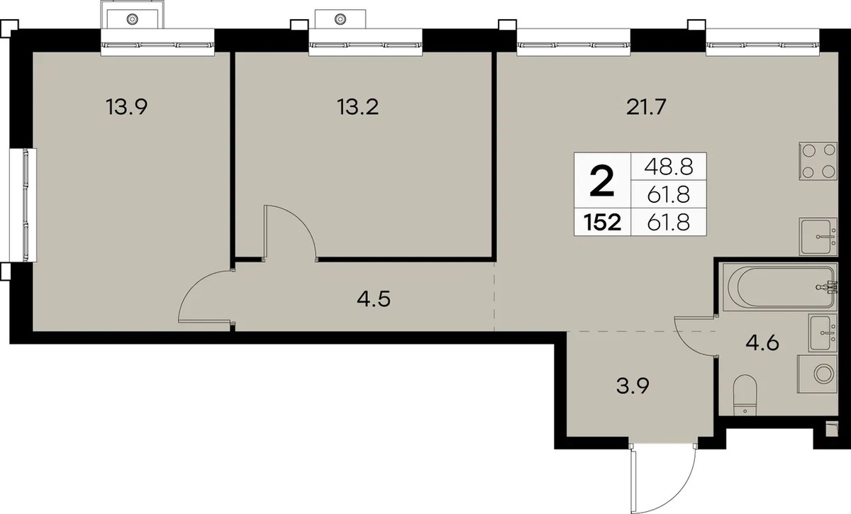 Планировка 61.5 м²