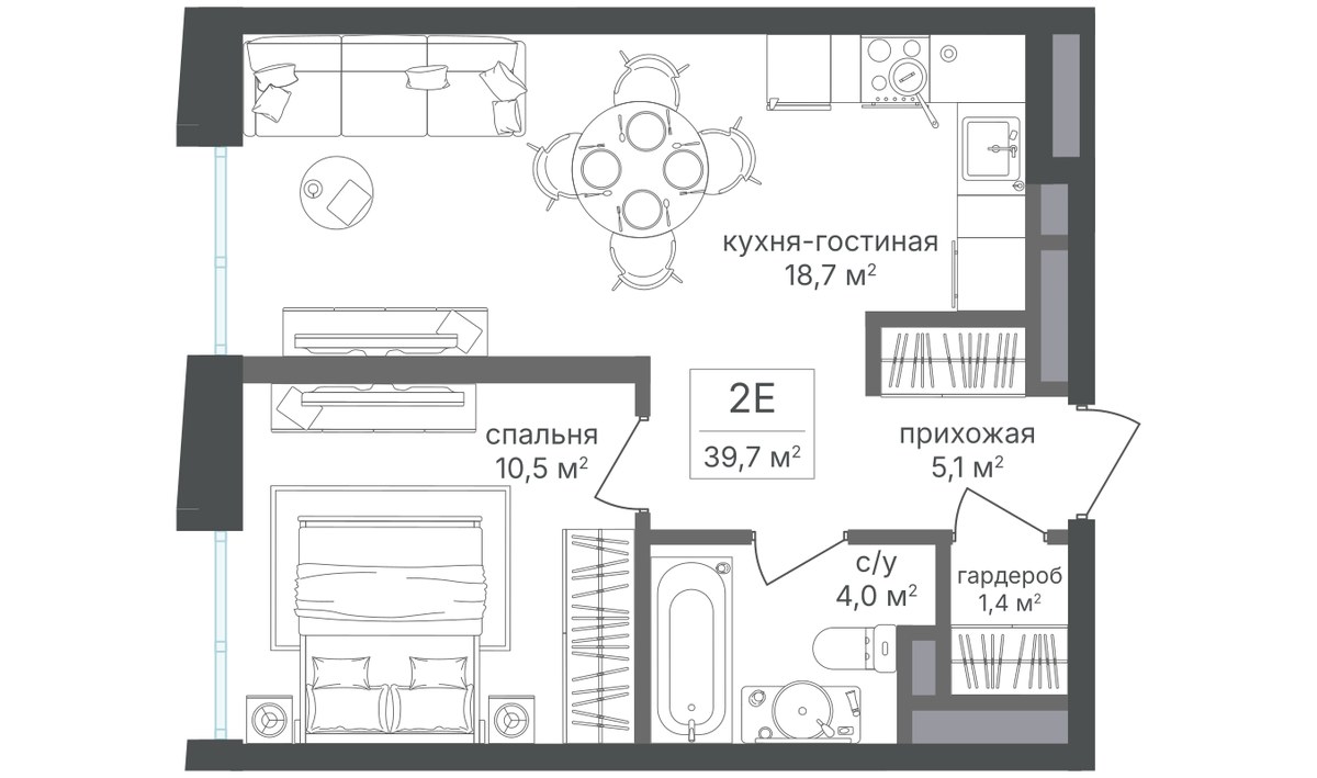Планировка 40.1 м²