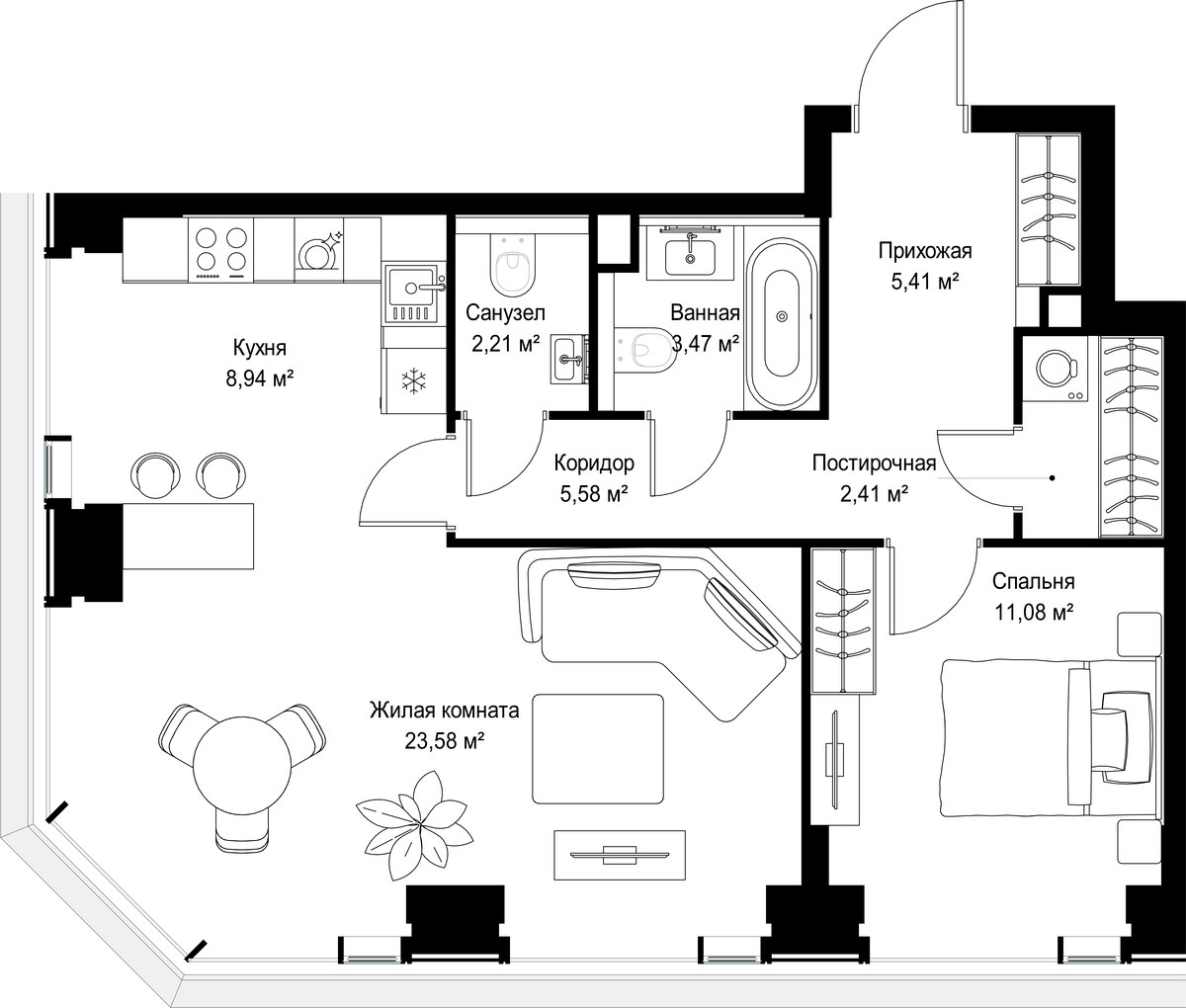 Планировка 62.68 м²