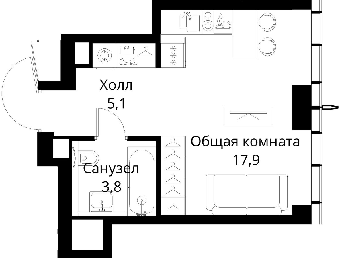 Планировка 26.8 м²