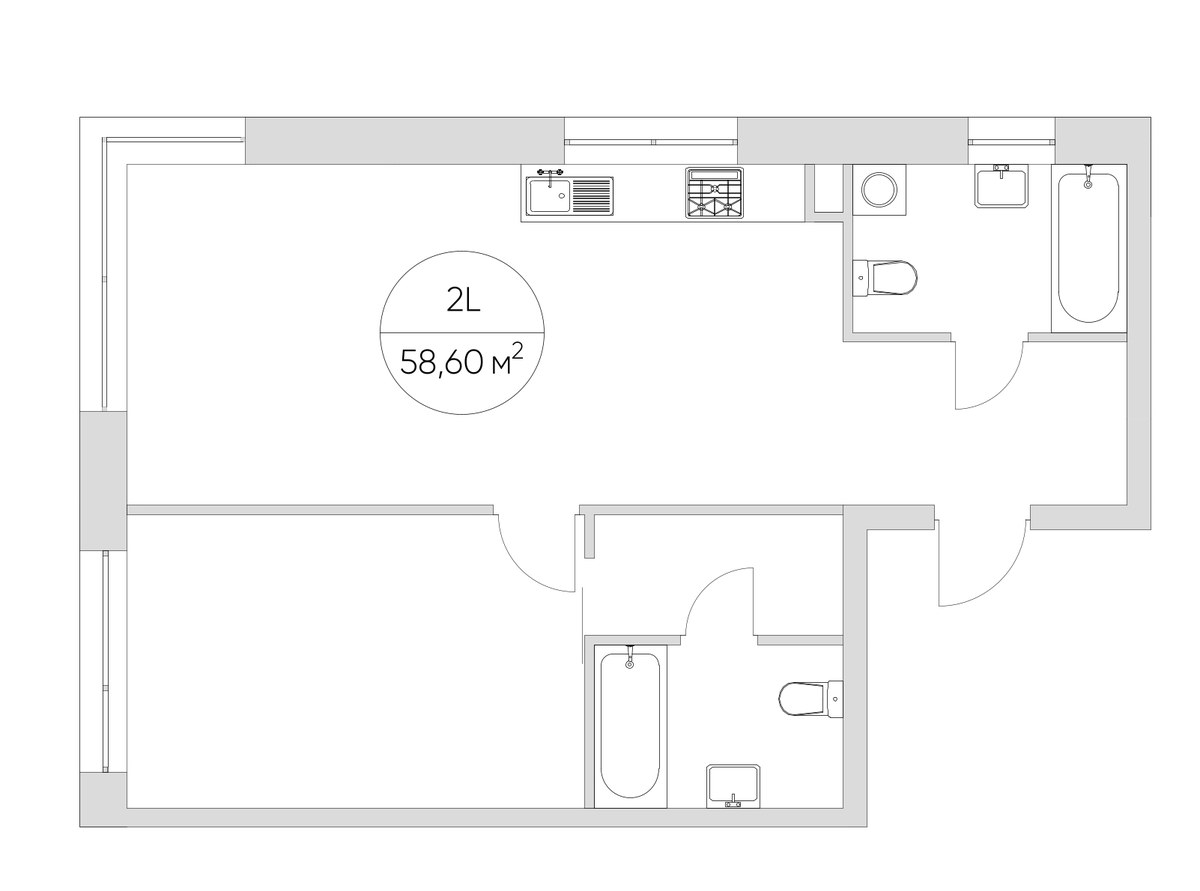 Планировка 58.6 м²
